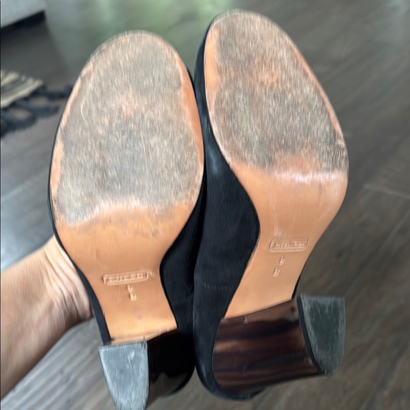 Coach women’s Roslyn Black Suede Peep Toe Heels - Picture 10 of 11